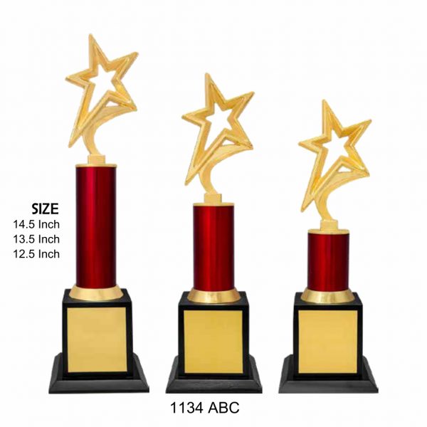 Metal Star trophy fully golden shiny trophy- Giftcentre- 1134-ABC