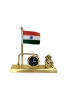 Metal Pen stand  with Indian Flag(Tiranga) and Shri Ganeshji idol. 
Pen stand with Fully Gold plated