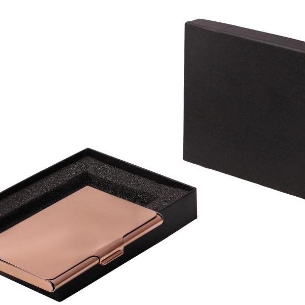 Premium Quality Metal Card holder in Rose Gold color with Premium Box.