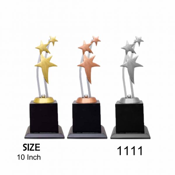New styles Metal 3 star trophy in 3 different color- giftcentre-1111